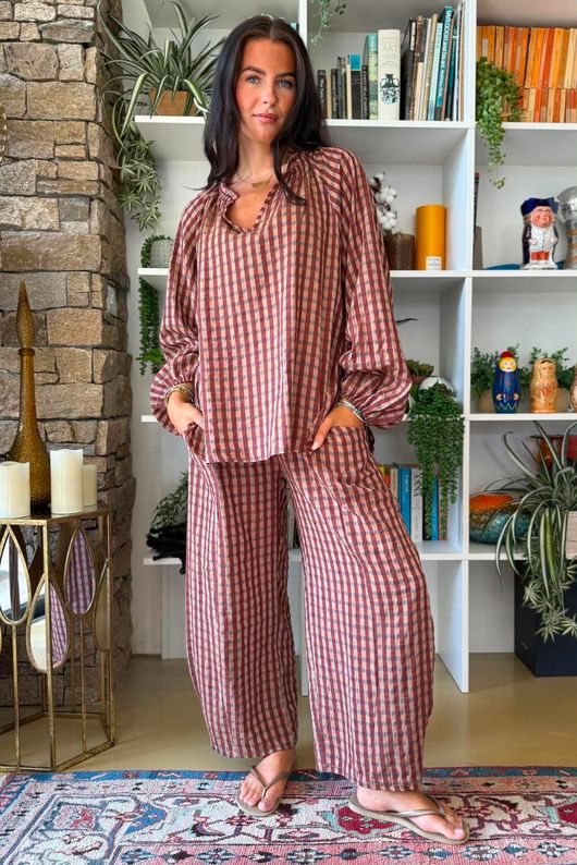 Vivienne Plaid Heathcliff Blouse Chestnut & Hazelnut